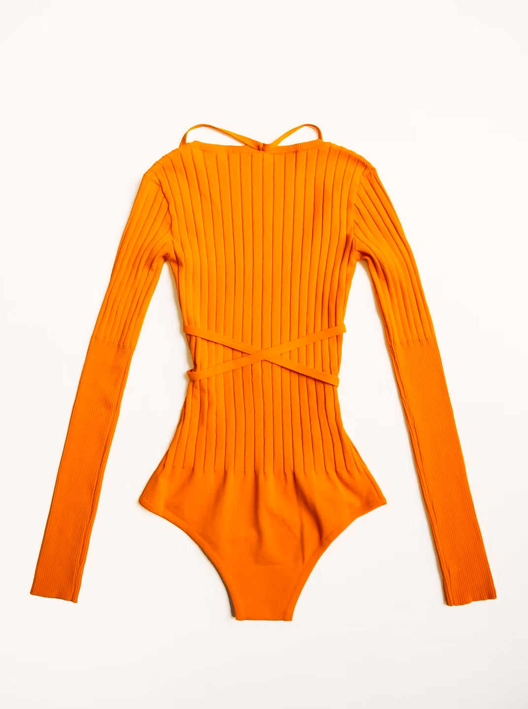 Body orange manches longues en maille eco-viscose - BODY - AMCA OVAL