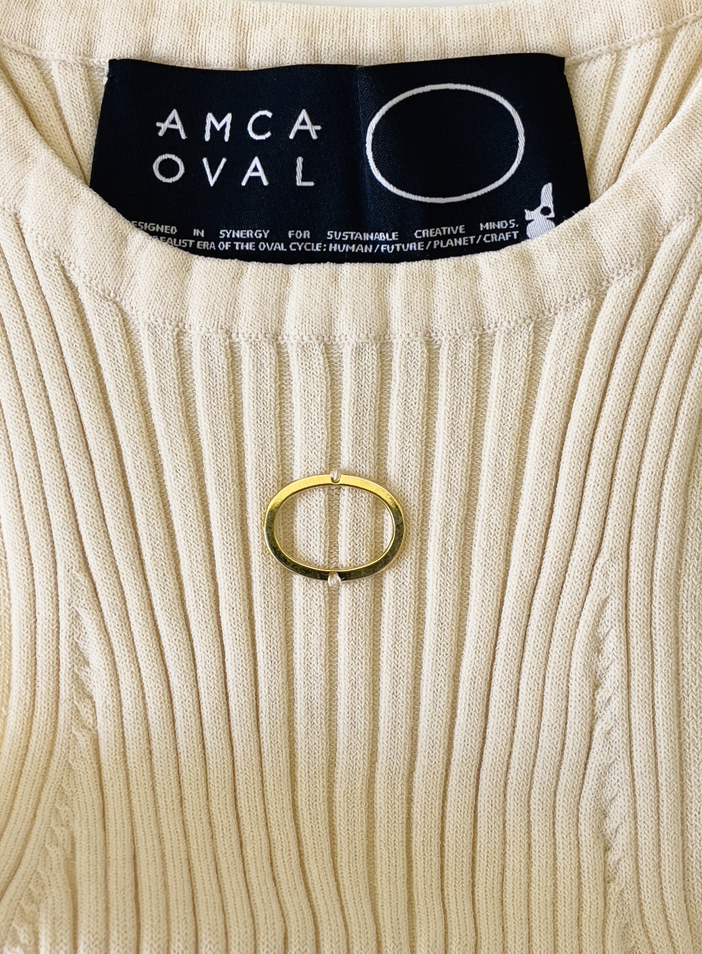 tank top knitwear oval fashion amca ecru