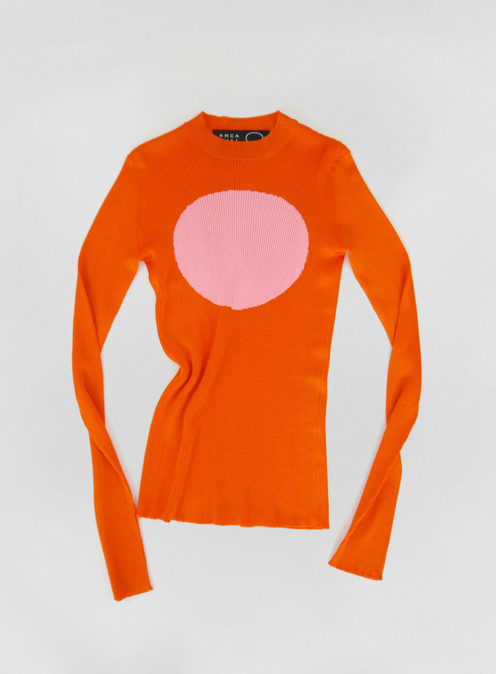Haut Oval Colorama manches longues Orange Rose
