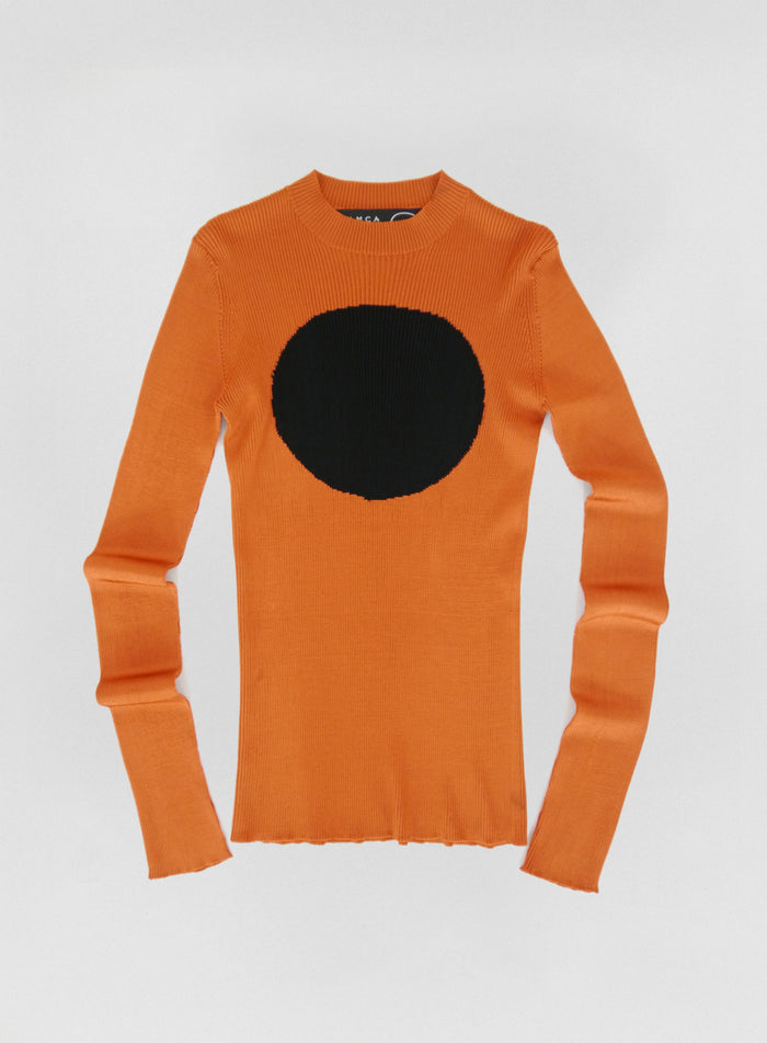Haut Oval Colorama manches longues Ocre Noir