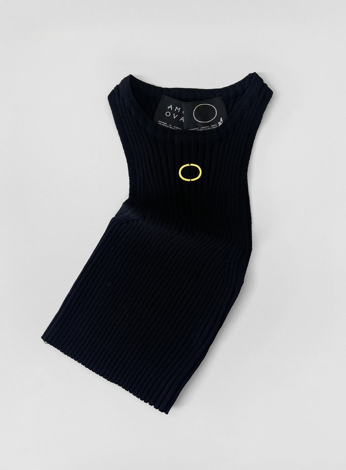 Débardeur brodé Oval Crop Noir