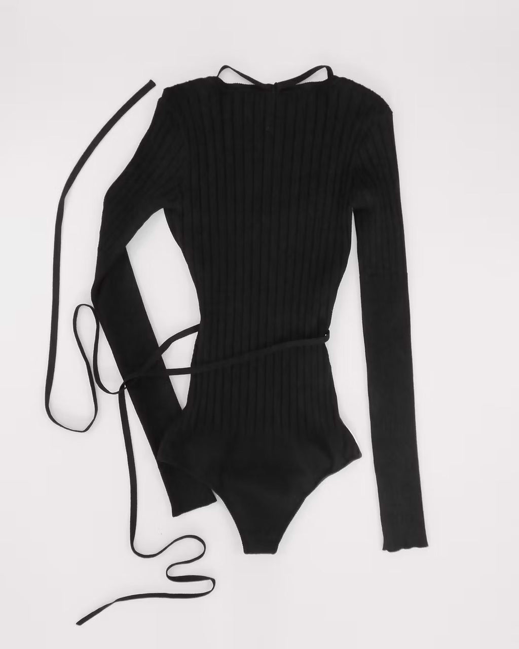 Body noir manches longues en maille eco-viscose - BODY - AMCA OVAL