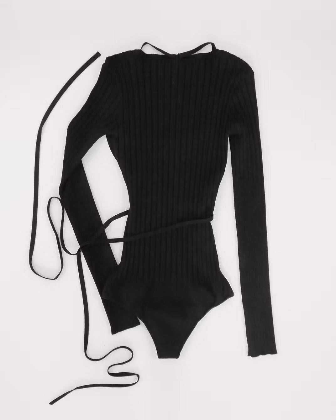 Body noir manches longues en maille eco-viscose - BODY - AMCA OVAL