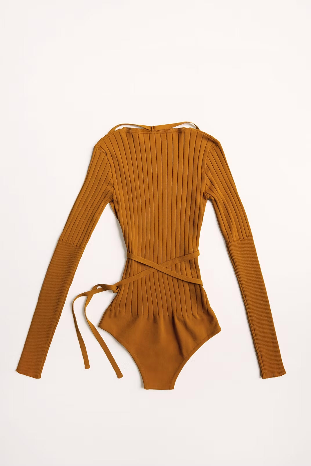 Long-sleeved bodysuit in eco-viscose knit