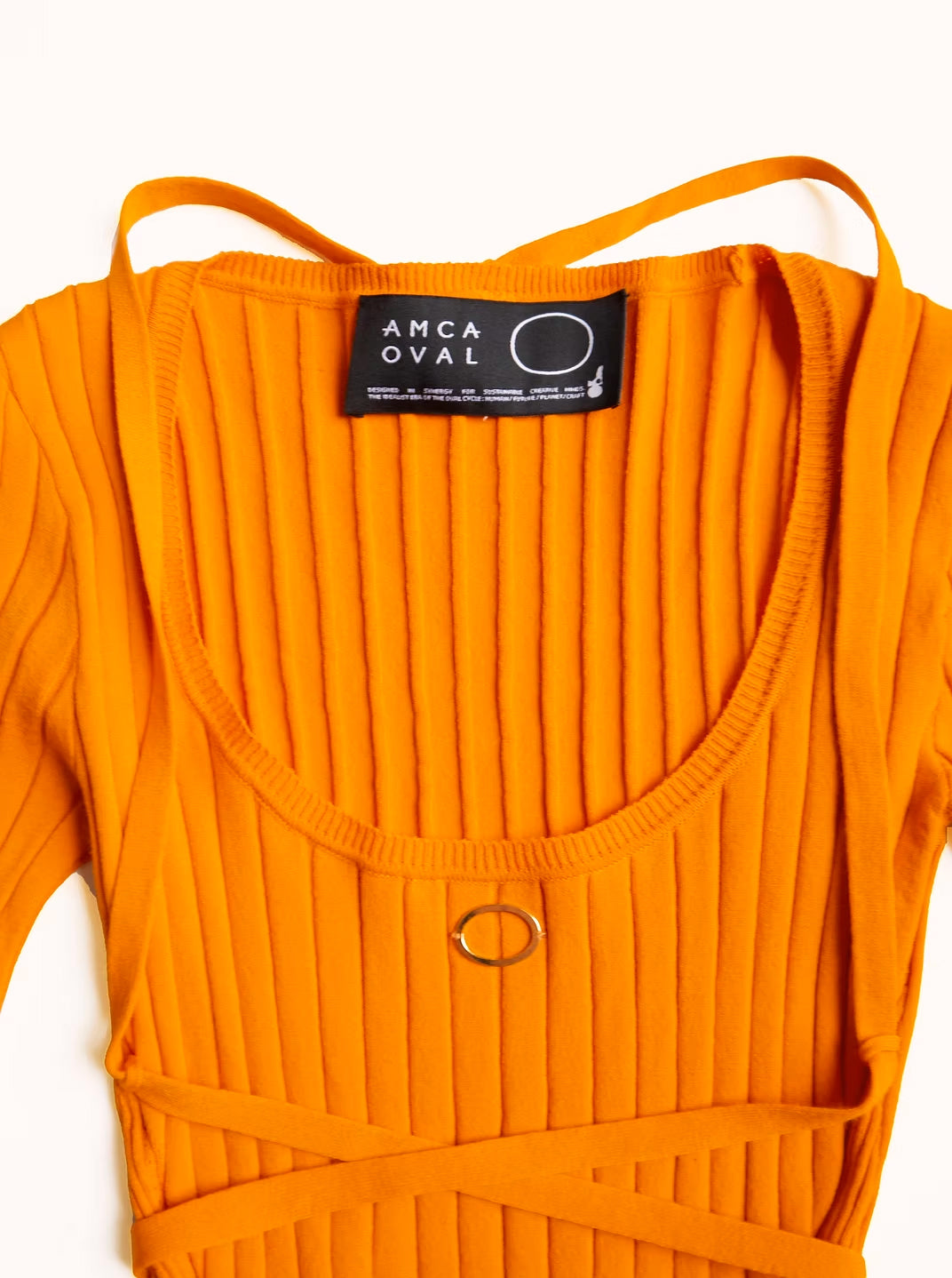 Body orange manches longues en maille eco-viscose - BODY - AMCA OVAL