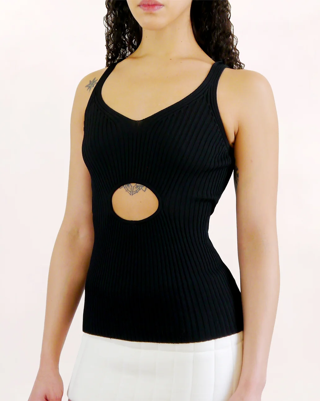 Débardeur noir perforé Oval - TANK TOP - AMCA OVAL