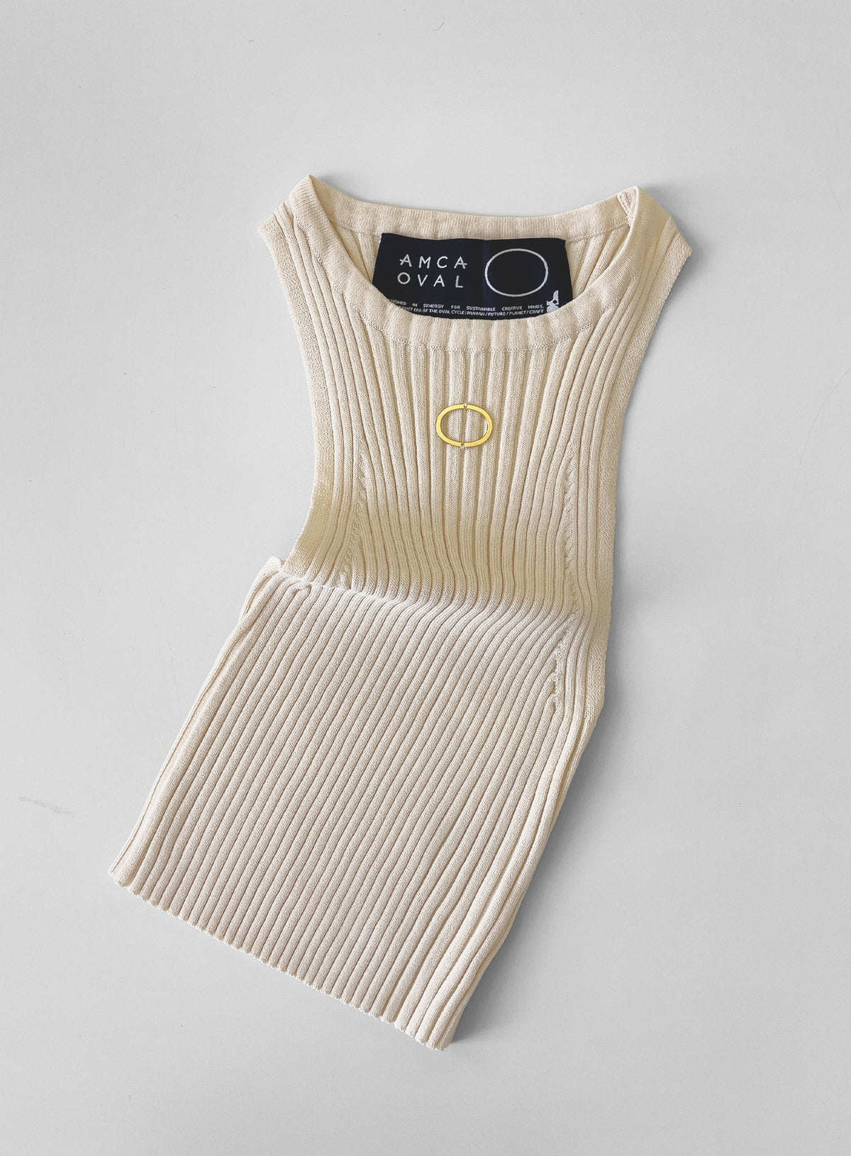 Débardeur brodé Oval Crop Ivory - TANK TOP - AMCA OVAL