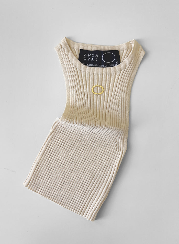 Débardeur brodé Oval Crop Ivory