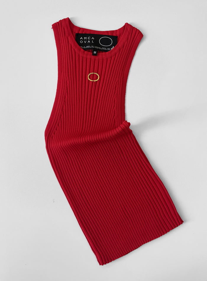 Débardeur brodé Oval Rouge