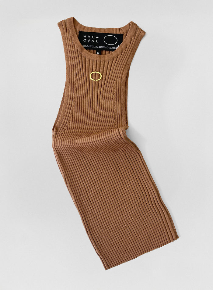 Débardeur brodé Oval Light Brown