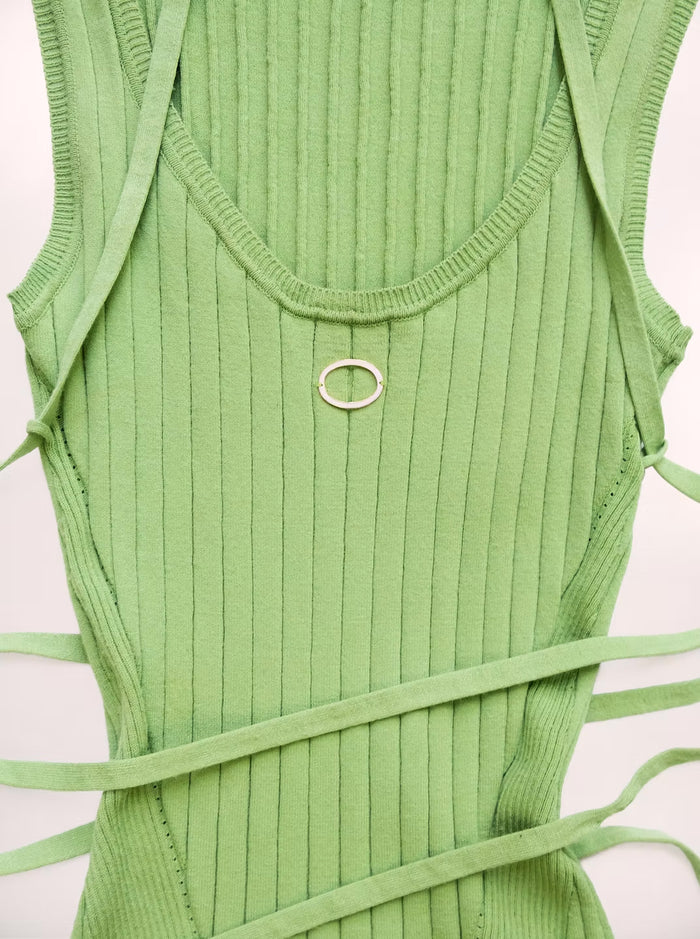 Body vert en maille sans manches eco-viscose