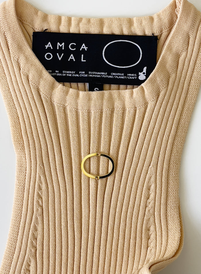 Débardeur brodé Oval Crop Beige