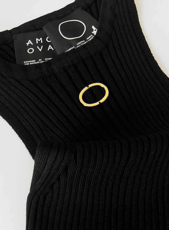 Débardeur brodé Oval Noir