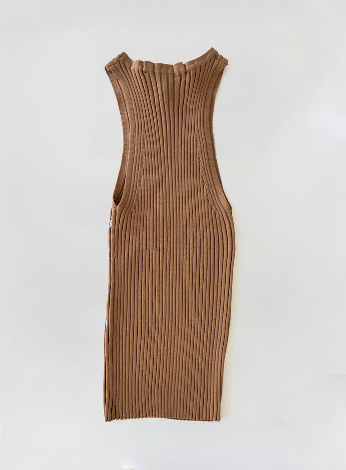 Débardeur sérigraphié Aurora Light-Brown
