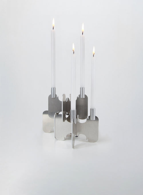oval metal candle holder light aurora modular aluminium