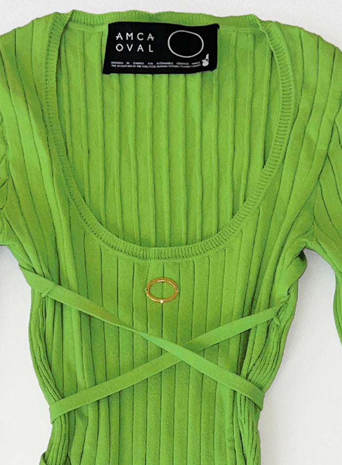 Body manches longues vert en maille eco-viscose