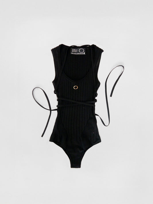 Body noir en maille sans manches eco-viscose