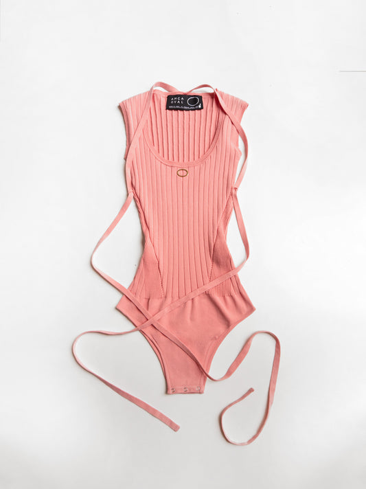 Body rose en maille sans manches eco-viscose