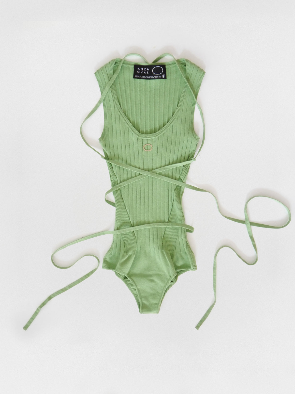 Body vert en maille sans manches eco-viscose - BODY - AMCA OVAL